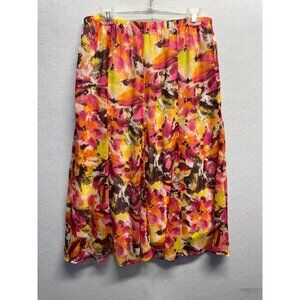 Christopher & Banks Womens Floral Maxi Skirt Elastic Waist Vibrant Colors Large